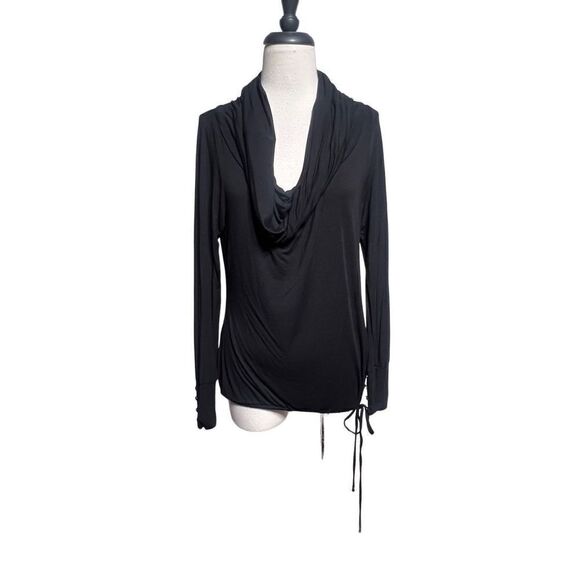 Cache Long Sleeve Cowl Neck Black Knit Blouse Tunic Size Medium - Picture 1 of 4
